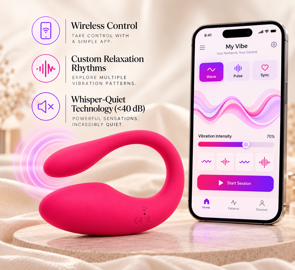 PNV OrgaSync Wellness Massager, Customizable App Settings