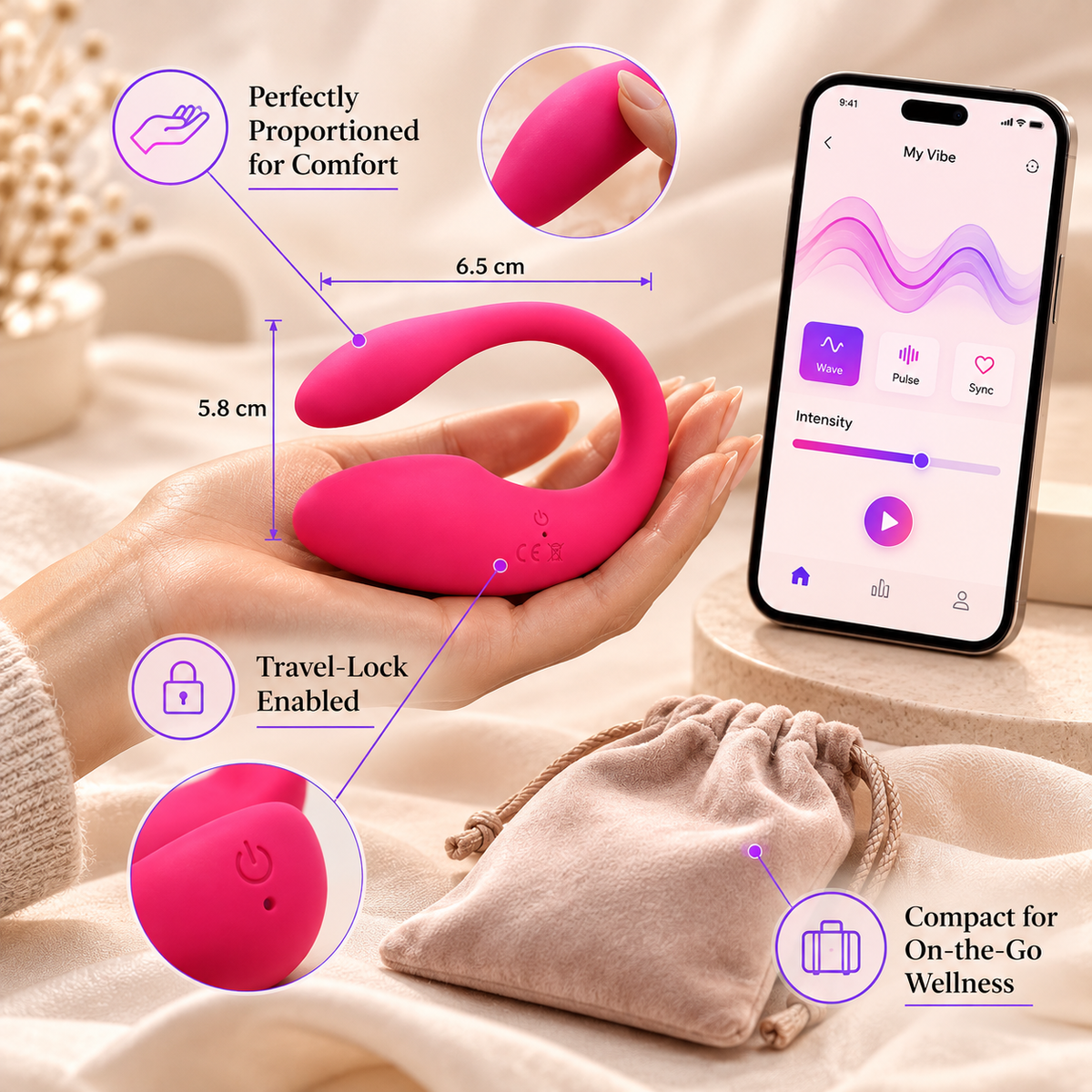 PNV OrgaSync Wellness Massager, Customizable App Settings