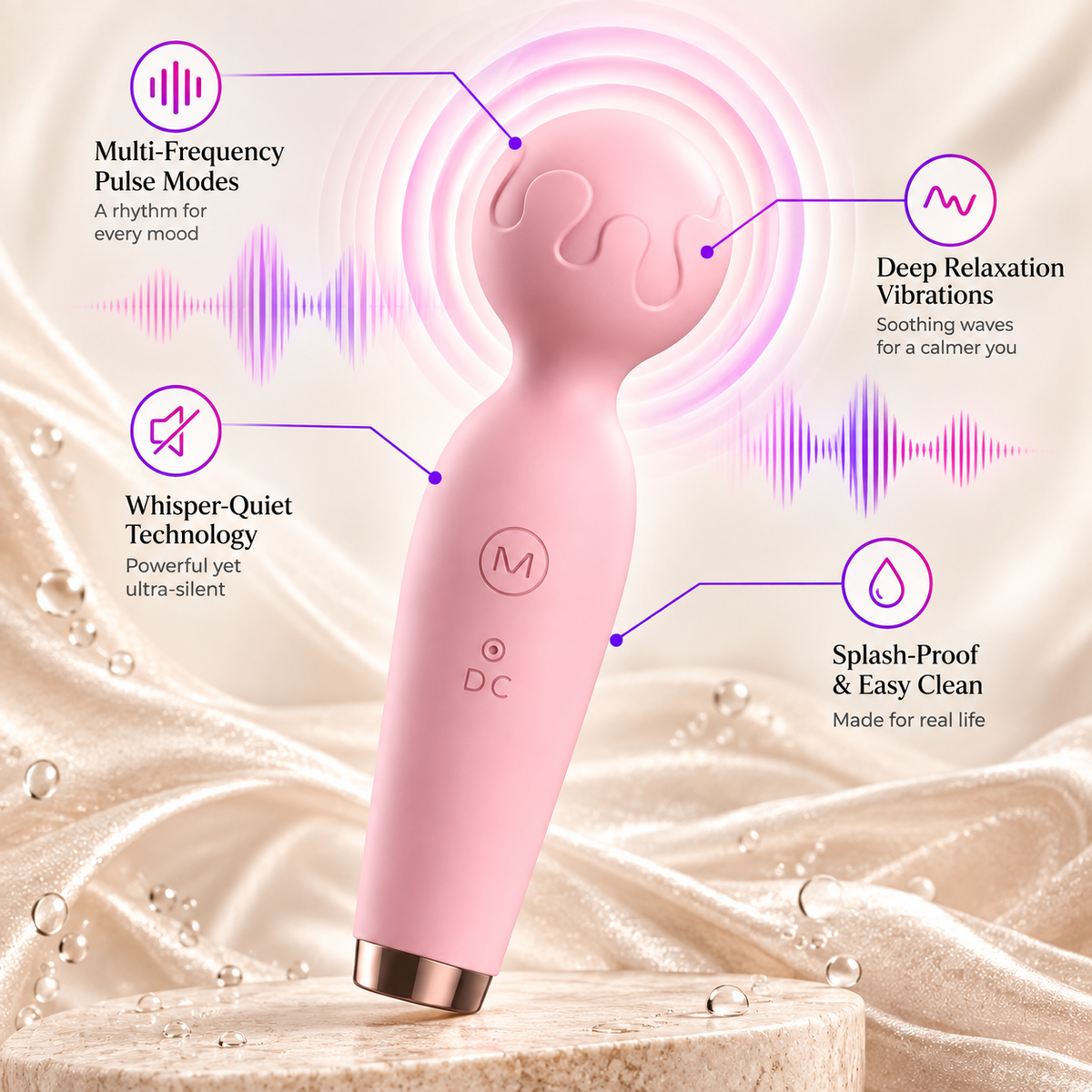 PNV PocketPulse Mini Wand, Compact 15 cm, Rechargeable