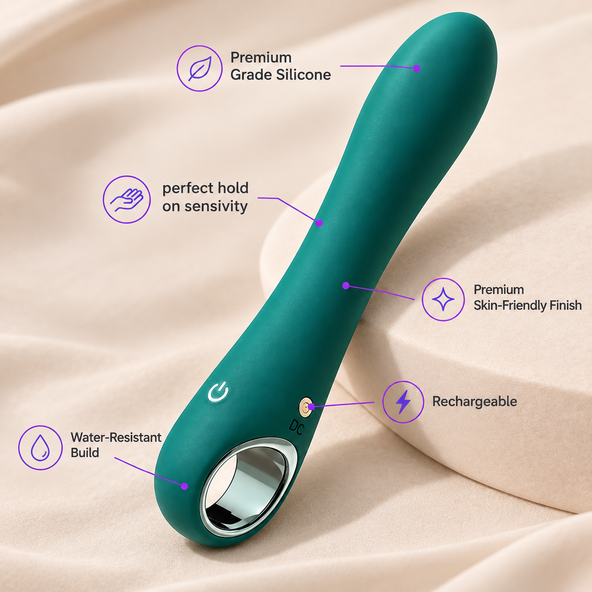 PNV Velvet Wand Massager, Silicone, Multiple Rhythms