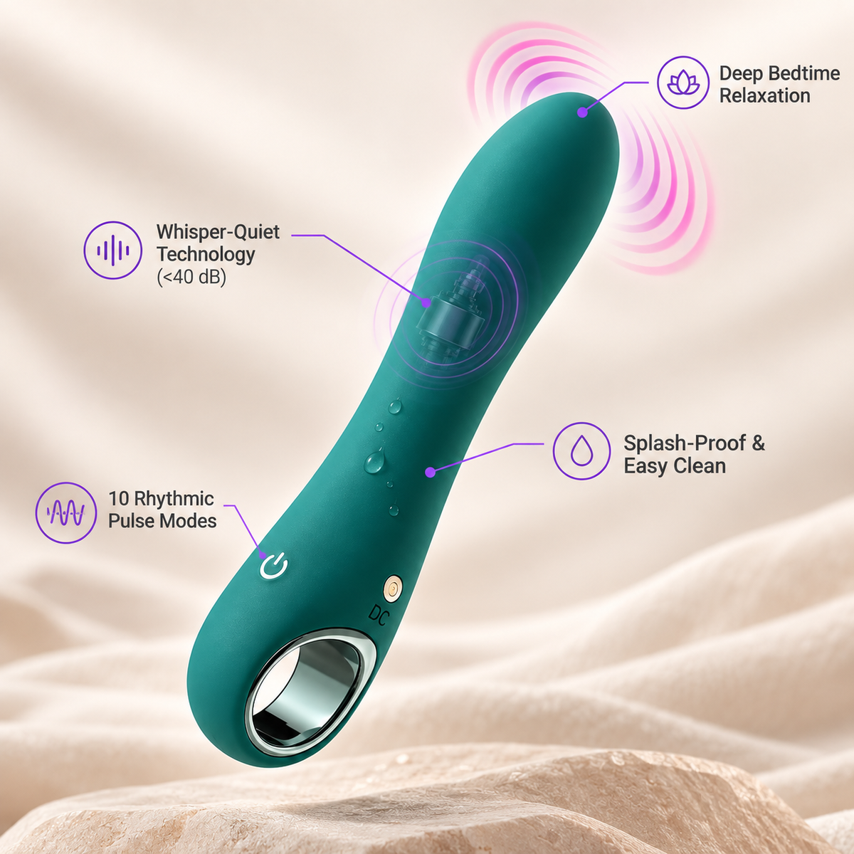 PNV Velvet Wand Massager, Silicone, Multiple Rhythms