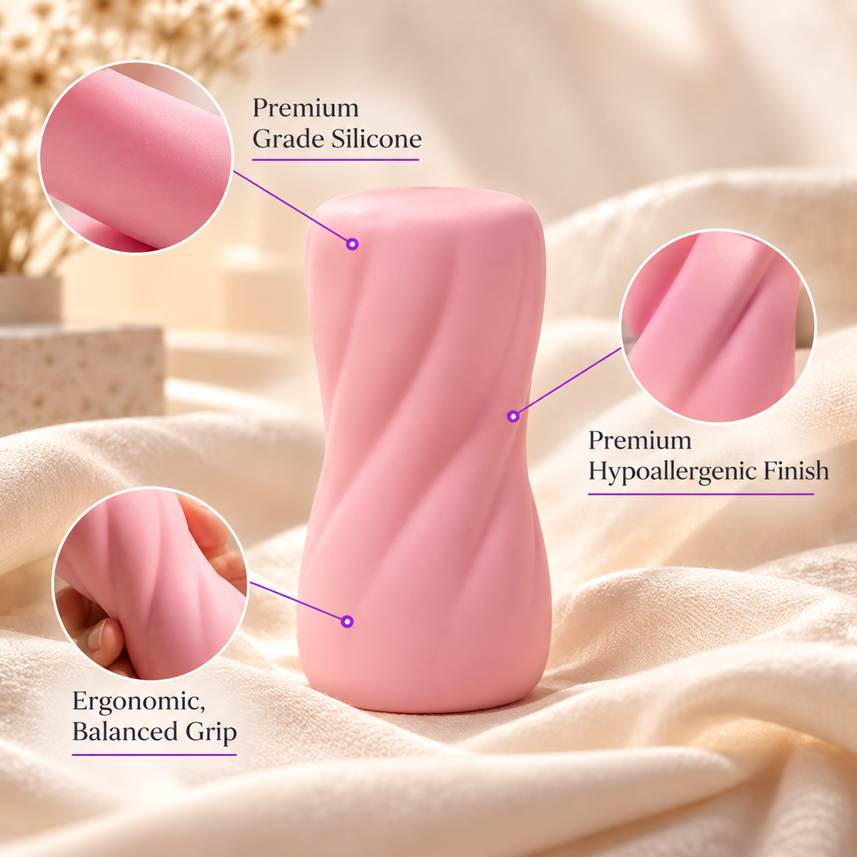PNV PinkRipple Manual Wellness Grip for Relaxation