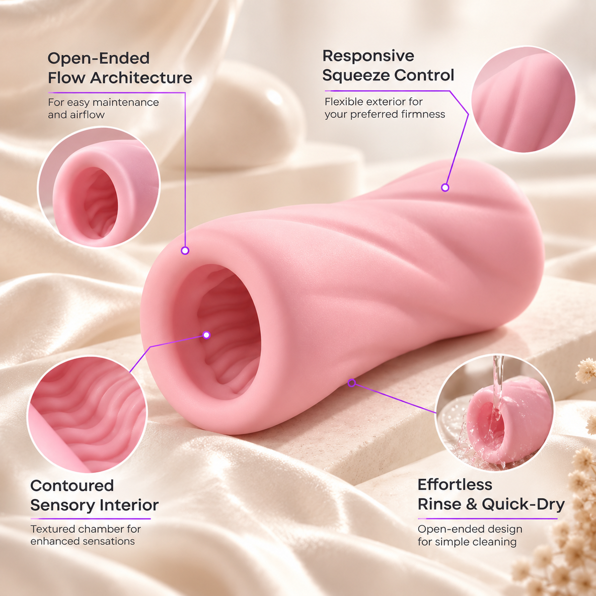 PNV PinkRipple Manual Wellness Grip for Relaxation